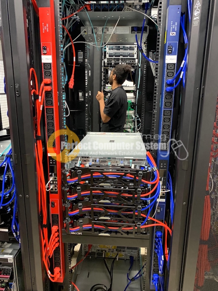 Structured network cabling inside a rack